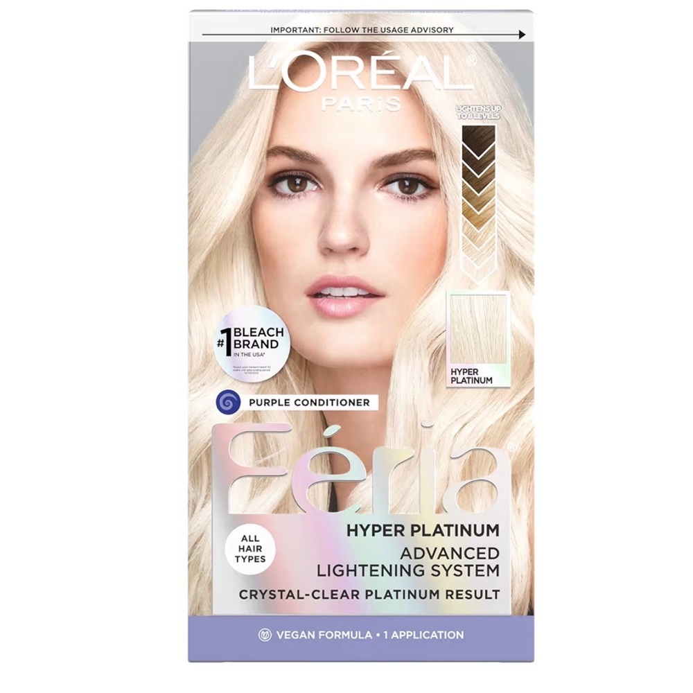 L’Oréal Feria Hyper Platinum Hair Bleach Kit w/ Purple Conditioner NIB